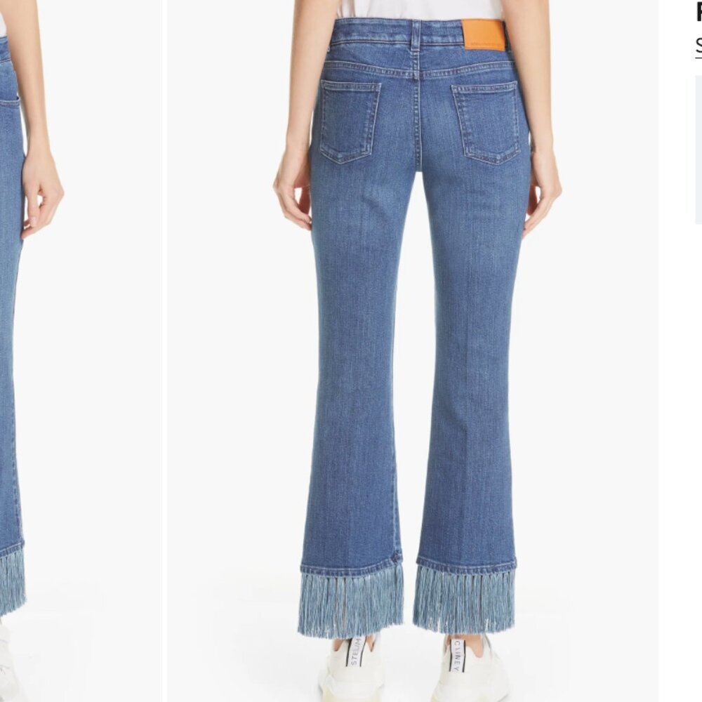 Stella McCartney Women's 29 Fringe Hem Kick Flare Jeans Stretch Mid Rise - Picture 3 of 15